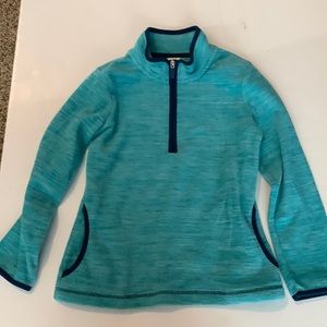 faded glory girl sweatshirt type shirt teal with zipper at the neck